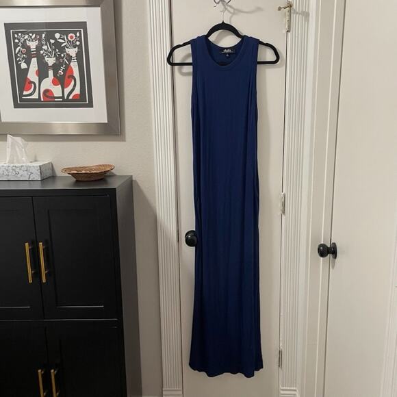 LuLu's Shield and Sword Navy Sleeveless Maxi Kangaroo Pocket Large USA Made - Picture 2 of 11